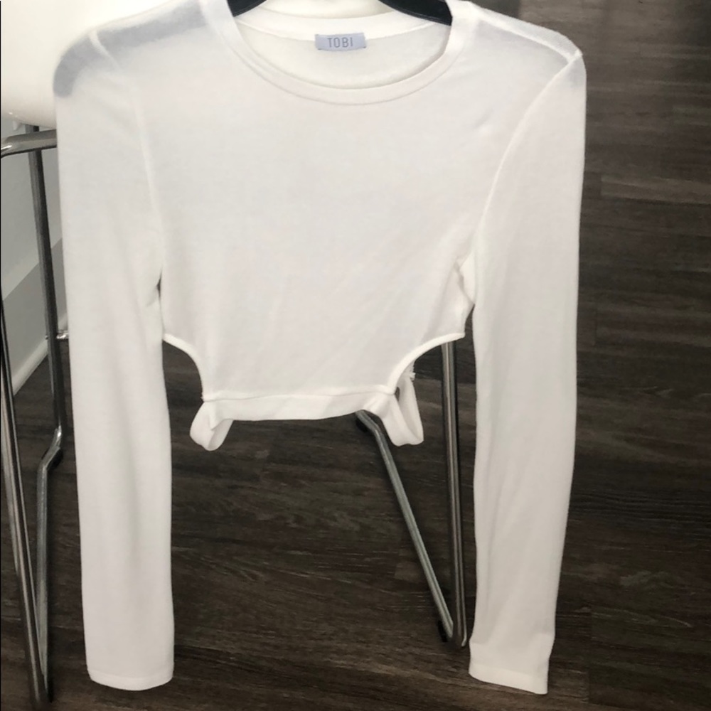 Tobi top. Off white. Long sleeve see through. XS